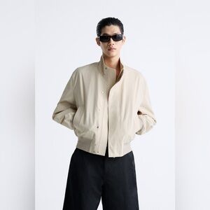 Zara - Cropped Bomber Jacked - Color Camel - Size Mens XL